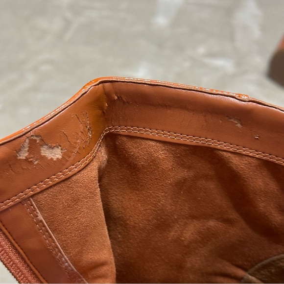 Sam Edelman Hilty Booties PatentBlock Heel Burnt Orange Texas Longhorns Sz 8.5 - Picture 13 of 16